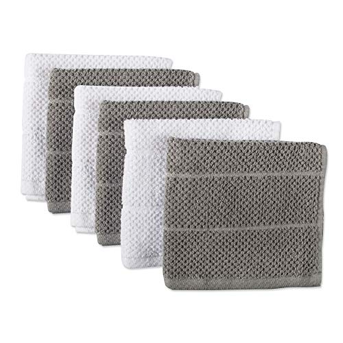 Product Cover DII CAMZ36917 Chef Terry Dish Cloth Set, Dishcloth S/6, Gray, 6 Piece