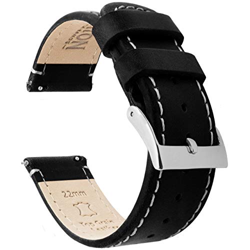 Product Cover 22mm Black/Linen - Barton Quick Release - Top Grain Leather Watch Band Strap