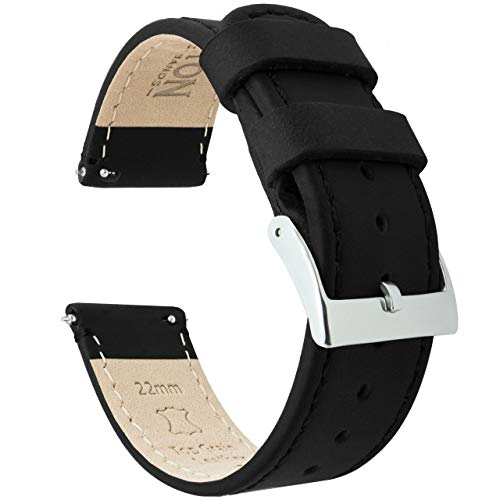 Product Cover 20mm Black - Standard Length - Barton Quick Release - Top Grain Leather Watch Band Strap