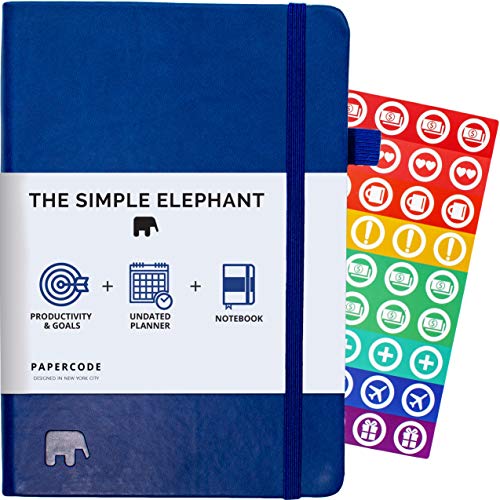 Product Cover Simple Elephant Planner 2020 - Daily, Weekly, Monthly Agenda - Undated Productivity Journal - Gratitude, Life & Goal, Success (Blue)