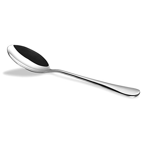 Product Cover Hiware 12-piece Stainless Steel Dinner Spoons, Extra-Fine Dessert Spoons for Home, Kitchen or Restaurant - 7 1/3 Inches