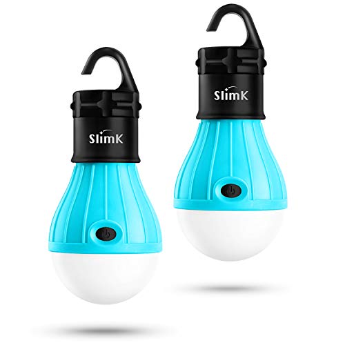 Product Cover SlimK 2 Pack Portable LED Lantern Tent Light Bulb for Camping Hiking, Battery Powered Camping Equipment for Outdoor & Indoor (Turquoise+Turquoise)