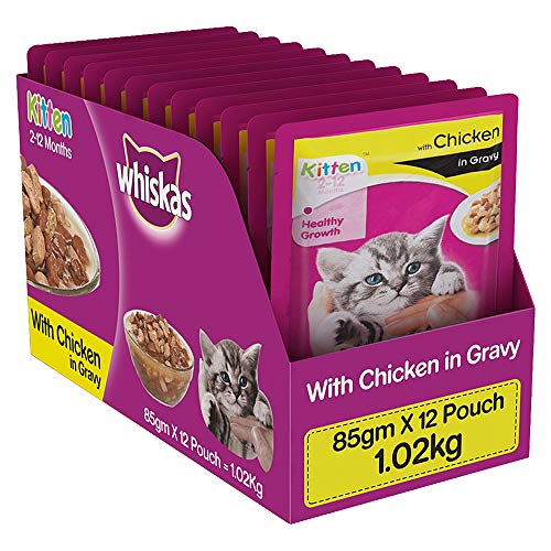 Product Cover Whiskas Wet Meal Kitten Cat Food Chicken in Gravy, 1.02 kg (Pack of 12)