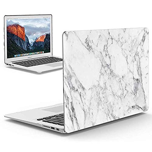Product Cover IBENZER MacBook Air 13 Inch Case, Soft Touch Hard Case Shell Cover for Apple MacBook Air 13 A1369 1466, White Marble, MMA1301WHMB+1