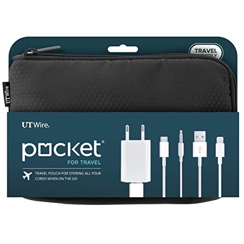 Product Cover UT Wire Pocket Travel Organizer Case with Zipper for Charger, Cable, Power Bank, Flash Memory Accessories Holder in Black 1-Pack