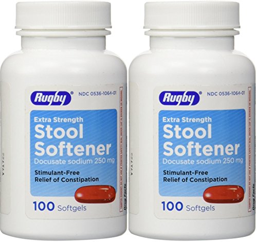 Product Cover Docusate Sodium Extra Strenght 250 mg 200 Softgels for Gentle, Reliable Relief from Occasional Constipation 100 Softgels per Bottle Pack of 2 Bottles