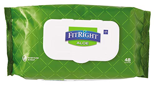 Product Cover FitRight Aloe Quilted Heavyweight Personal Cleansing Cloth Wipes, Unscented, 576 Count, 8 x 12 inch Adult Large Incontinence Wipes
