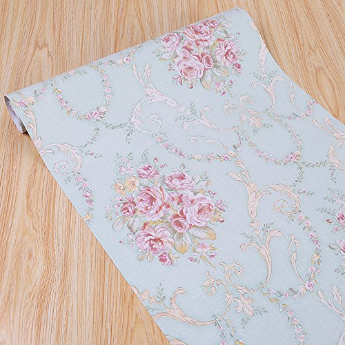 Product Cover SimpleLife4U Retro Rose Contact Paper Light Green Self-Adhesive Shelf Liner School Locker Sticker 17.7 Inch By 9.8 Feet