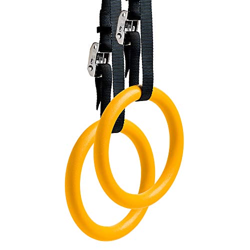 Product Cover REEHUT Gymnastic Rings W/Adjustable Straps, Metal Buckles & Manual - Home Gym (Set of 2) - Non-Slip - Great for Workout, Strength Training, Fitness, Pull Ups and Dips, Ebook Included