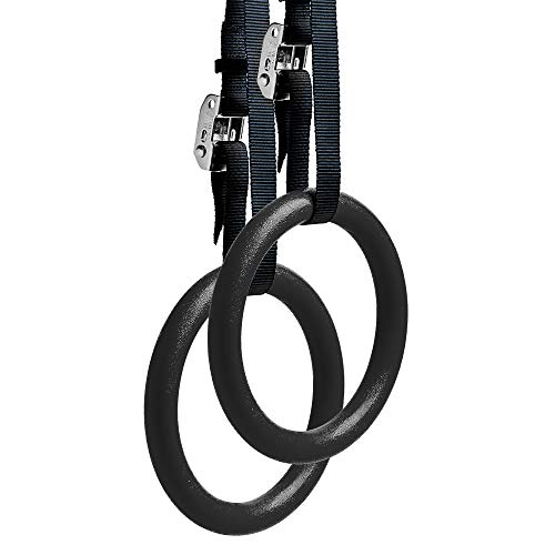 Product Cover REEHUT Gymnastic Rings W/Adjustable Straps, Metal Buckles & Manual - Home Gym (Set of 2) - Non-Slip - Great for Workout, Strength Training, Fitness, Pull Ups and Dips, Ebook Included
