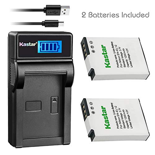 Product Cover Kastar Battery (X2) & LCD Slim USB Charger for Nikon EN-EL12, ENEL12, MH-65 Coolpix S9900, S9700, AW120, S9500, AW110, S70, S9600, S6300, S6200, S8100, S9100, S800c, S31 Digital Cameras + More