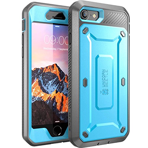 Product Cover SupCase Unicorn Beetle Pro Series Case Designed for iPhone 7, iPhone 8, Full-body Rugged Holster Case with Built-in Screen Protector for Apple iPhone 7 2016 / iPhone 8 2017 (Blue)