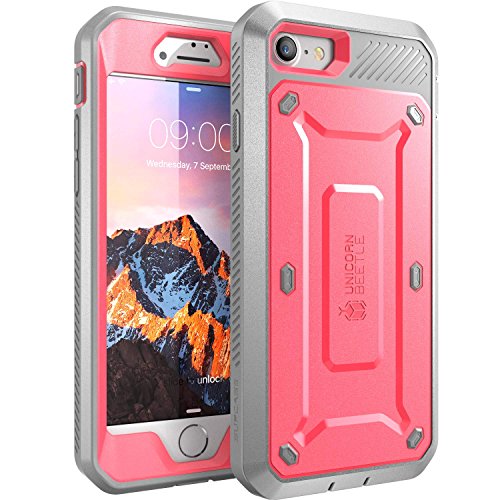 Product Cover SUPCASE Unicorn Beetle Pro Series Case Designed for iPhone 7, iPhone 8, Full-body Rugged Holster Case with Built-in Screen Protector for Apple iPhone 7 2016 / iPhone 8 2017 (Pink/Gray)