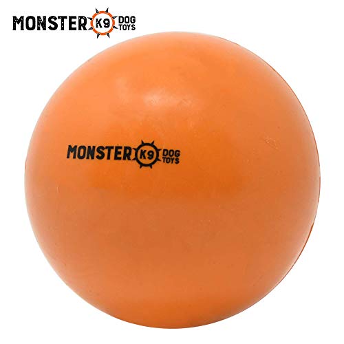 Product Cover Indestructible Dog Ball - Lifetime Replacement Guarantee! - Tough Strong, 100% Non-Toxic Chew Toy, Natural Rubber Baseball-Sized Bouncy Dog Ball for Aggressive Chewers and Large Dogs