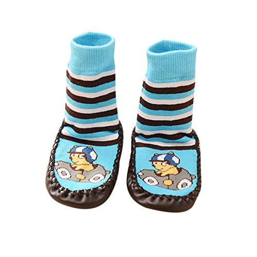 Product Cover AMA(TM) Cartoon Kids Toddler Baby Anti-slip Sock Boots Slipper Shoes (18-24 months, Blue)