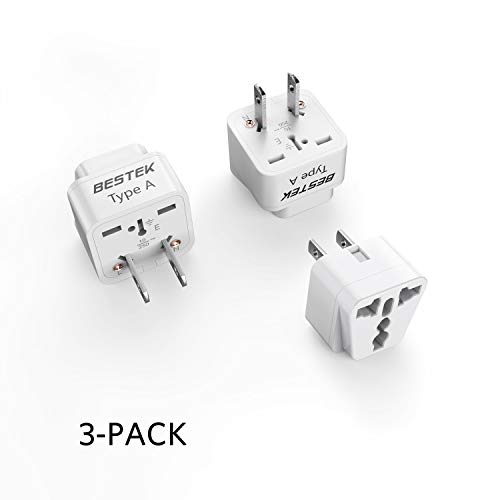Product Cover BESTEK Japan Travel Plug Adapter, Grounded Universal Type A Plug Adapter JP to US Adapter - Ultra Compact for US, Japan, China Phones, Laptops, Camera Chargers and More, 3 Pack