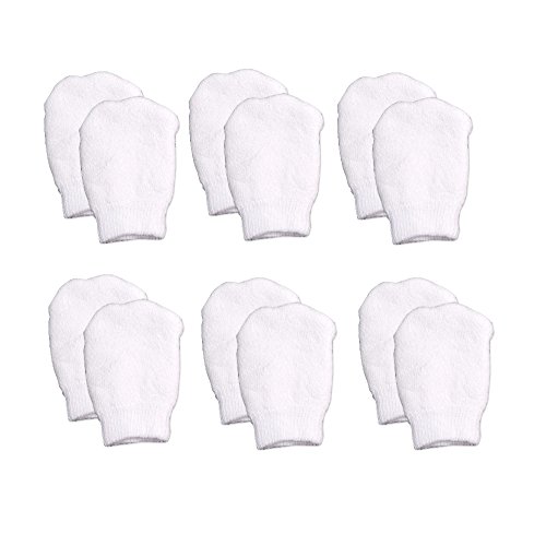 Product Cover White Newborn Baby Mittens by Nurses Choice (Includes 6 Pairs of No Scratch Cotton Mittens)