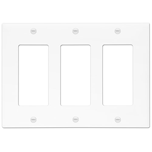 Product Cover ENERLITES Decorator Light Switch or Receptacle Outlet Wall Plate, Mid-Size 3-Gang 4.88
