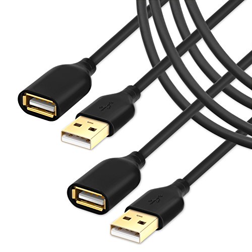 Product Cover USB Extension Cable, Besgoods 2-Pack USB 2.0 6ft USB to USB Extension Cable Extender Cord - A Male to A Female USB Extension Cord with Gold-Plated Connector - BlackUSB Extension Cable, Besgoods 2-Pack