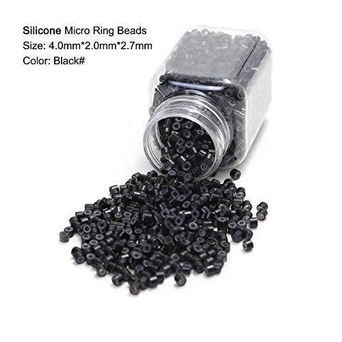 Product Cover Neitsi 4mm Silicone Lined Micro Rings Links Beads Linkies for I Bonded Tipped Hair Extensions (1000pcs, Black)