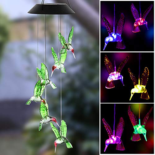 Product Cover KUAHAIHINTERAL Wind Chime Outdoor Led Solar Powered Wind Chimes for Home/Party/Yard/Garden Decoration (Hummingbird) (Hummingbird)