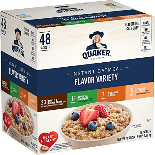 Product Cover Quaker Instant Oatmeal, 4 Flavor Variety Pack, Individual Packets, 48 Count