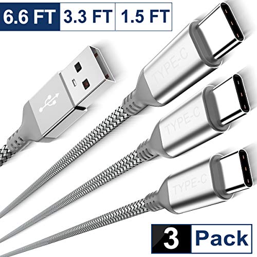 Product Cover USB Type C Charger Cable 3-Pack (1.5/3.3/6.6 FT),Nylon Braided Charging Cord for Samsung Galaxy Fold Note 9 8 S10 S9 S8 S10E 10 10E 11E Plus,S11 S11E S11+,LG V50 V40 G8 G7 Thinq,Google Pixel 4 3 3a XL