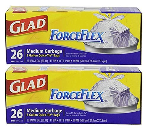 Product Cover Glad 70403 Force Flex Medium Garbage Bag 8 Gallon 26 Count - Pack of 2
