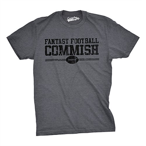 Product Cover Mens Fantasy Football Commish T Shirt Funny Sports Shirt Football Tee Dark Heather Grey
