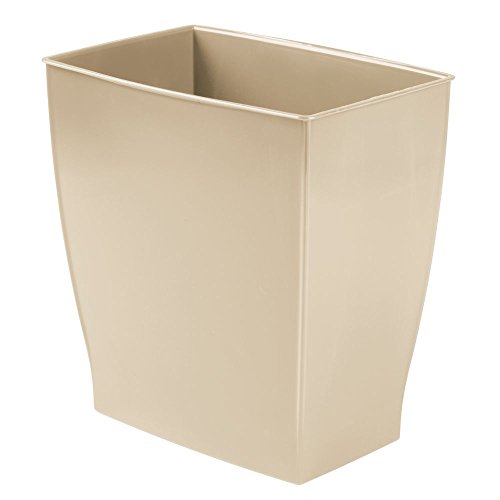 Product Cover iDesign Spa Rectangular Trash Can, Waste Basket Garbage Can for Bathroom, Bedroom, Home Office, Dorm, College, 2.5 Gallon, Beige