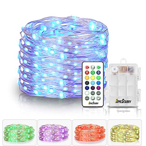 Product Cover Homestarry Fairy Lights Battery Operated Outdoor String Lights with Remote Color Changing Lights for Bedroom Indoor Wedding Stroller Christmas Costume, 16,4 ft 50 LED's, Multicolor 13 Colors