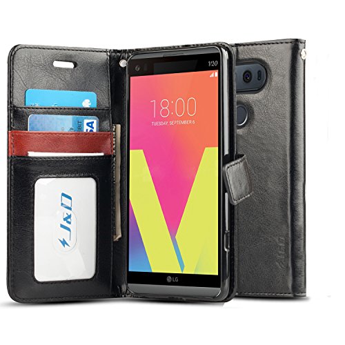 Product Cover J&D Case Compatible for LG V20 Case, [Wallet Stand] [Slim Fit] Heavy Duty Protective Shock Resistant Flip Cover Wallet Case for LG V20 Wallet Case - Black