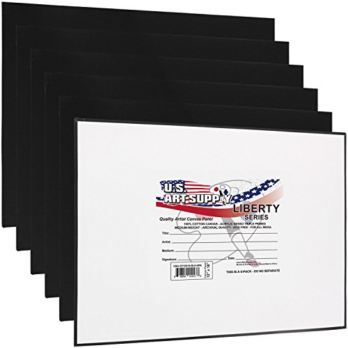 Product Cover US Art Supply 12 X 16 inch Black Professional Artist Quality Acid Free Canvas Panel Boards 6-Pack (1 Full Case of 6 Single Canvas Panel Boards)