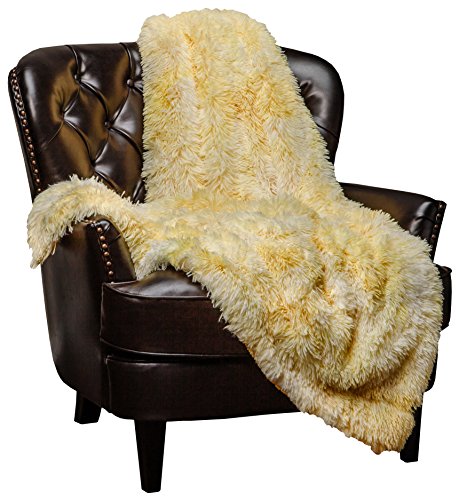Product Cover Chanasya Faux Fur Sherpa Throw Blanket - Color Variation Marble Print - Shaggy Fuzzy Plush Microfiber Silver Grey Blanket for Couch and Living Room (50x65 Inches) Yellow