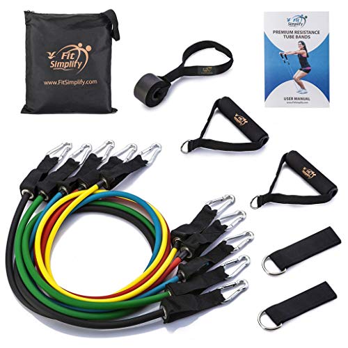 Product Cover Fit Simplify Resistance Band Set 12 Pieces with Exercise Tube Bands, Door Anchor, Ankle Straps, Carry Bag and Instruction Booklet - Bonus Ebook and Online Workout Videos