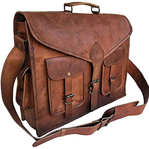 Product Cover KPL 18 Inch Rustic Vintage Leather Messenger Bag Laptop Bag Briefcase Satchel Bag