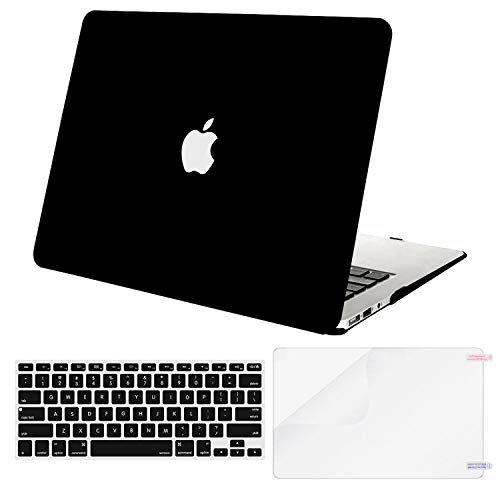 Product Cover MOSISO Plastic Hard Shell Case & Keyboard Cover Skin & Screen Protector Only Compatible with MacBook Air 11 inch (Models: A1370 & A1465), Black