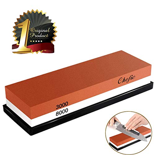 Product Cover BearMoo Whetstone Premium 2-IN-1 Sharpening Stone 3000/8000 Grit Waterstone Kit - Knife Sharpener Stone Safe Honing Holder Silicone Base Included, Polishing Tool for Kitchen, Hunting and Pocket Knives