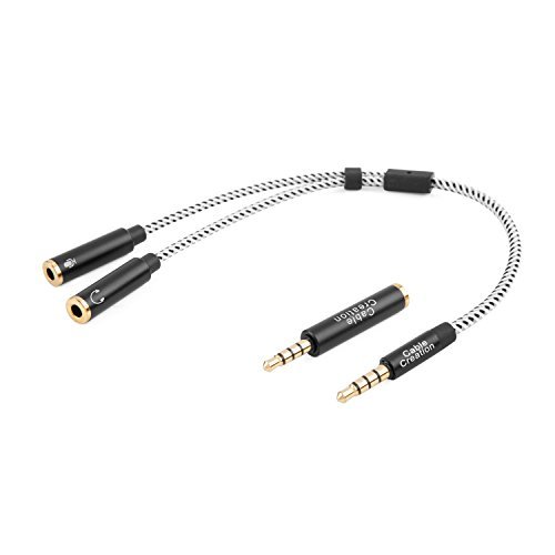 Product Cover CableCreation 3.5mm Male to Dual 3.5mm Female Headphone and Microphone Stereo Audio Y Splitter Cable with 3.5mm Jack CTIA to OMTP Adapter, 0.2 M