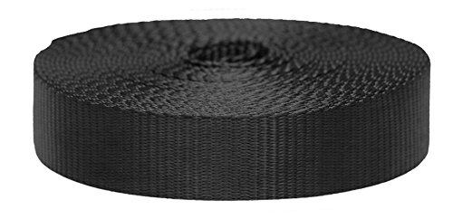 Product Cover Strapworks Colored Flat Nylon Webbing - Strap for Arts and Crafts, Dog Leashes, Outdoor Activities - 1.5 Inches x 10 Yards, Black