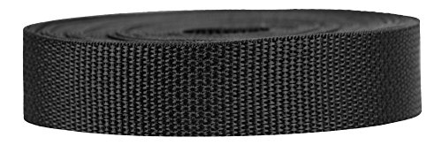 Product Cover Strapworks Lightweight Polypropylene Webbing - Poly Strapping for Outdoor DIY Gear Repair, Pet Collars, Crafts - 1 Inch x 25 Yards - Black