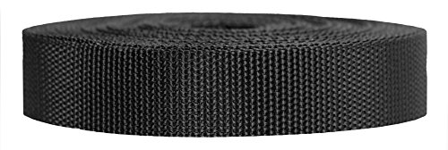 Product Cover Strapworks Heavyweight Polypropylene Webbing - Heavy Duty Poly Strapping for Outdoor DIY Gear Repair, 1 Inch x 25 Yards - Black