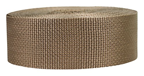 Product Cover Strapworks Lightweight Polypropylene Webbing - Poly Strapping for Outdoor DIY Gear Repair, Pet Collars, Crafts - 2 Inch x 25 Yards - Tan