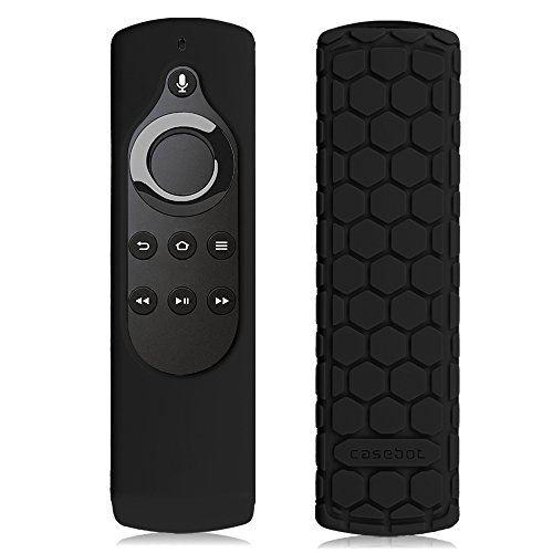 Product Cover Fintie Silicone Case for Fire TV 4K / 2nd Gen Fire TV Stick / Fire TV Cube Voice Remote, Compatible with Echo / Echo Dot Alexa Voice Remote - Honey Comb Series [Anti Slip] Shock Proof Cover, Black