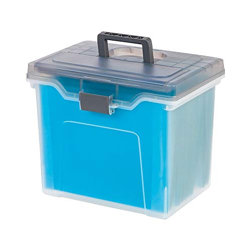 Product Cover Staples 757455 Portable File Box Letter Size Clear w/Gray Lid (110991)