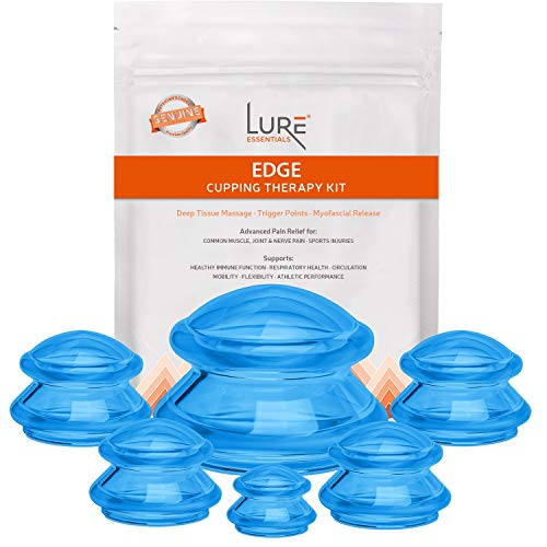 Product Cover Edge Cupping Therapy Sets - Silicone Vacuum Suction Cupping Cups - Muscle, Nerve, Joint Pain Relief (Blue)