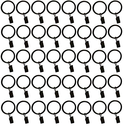 Product Cover TEJATAN - 2 Inch - Set of 40 - Metal Curtain Rings with Clips and Eyelets (Also Known as Rings with Curtain Clips/Curtain Clip Rings/Drapery Rings)