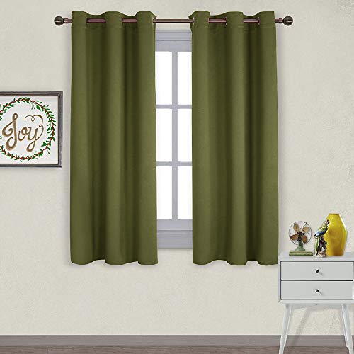 Product Cover NICETOWN Christmas Window Decoration Thermal Insulated Solid Grommet Blackout Curtains/Drapes for Living Room (1 Pair,42 by 63 inches,Olive Green)