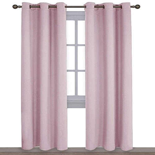 Product Cover NICETOWN Nursery Essential Thermal Insulated Solid Grommet Top Blackout Curtains/Drapes (1 Pair, 42 x 84 inches in Baby Pink)