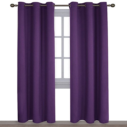 Product Cover NICETOWN Triple Weave Home Decoration Thermal Insulated Solid Ring Top Blackout Curtains/Drapes for Bedroom(Set of 2, 42 x 84 Inch, Royal Purple)
